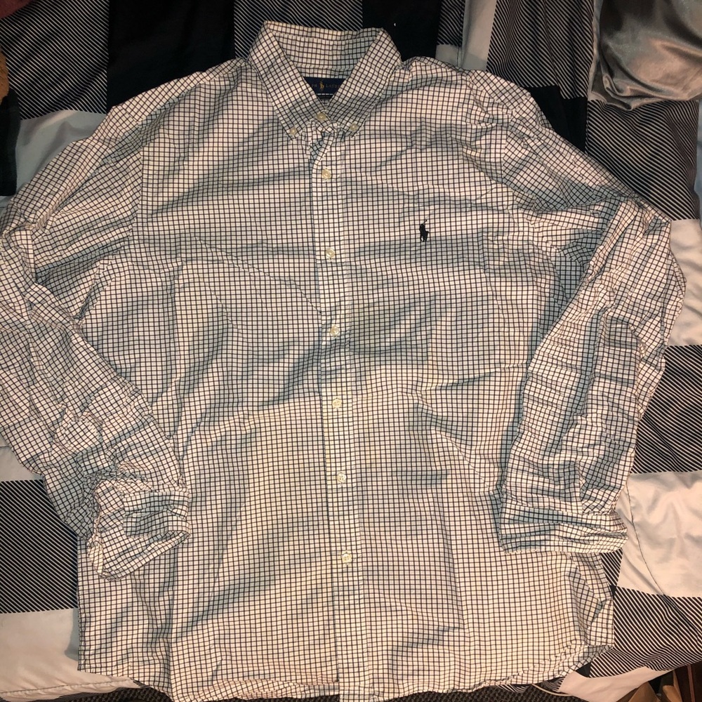 Polo men’s dress shirt black and white